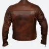 Tivoli Retro Brown Cruiser Leather Jacket Back Image