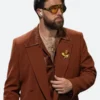 Travis Kelce Super Bowl LIX Maroon Suit