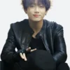 BTS Jungkook Leather Jacket Front Image