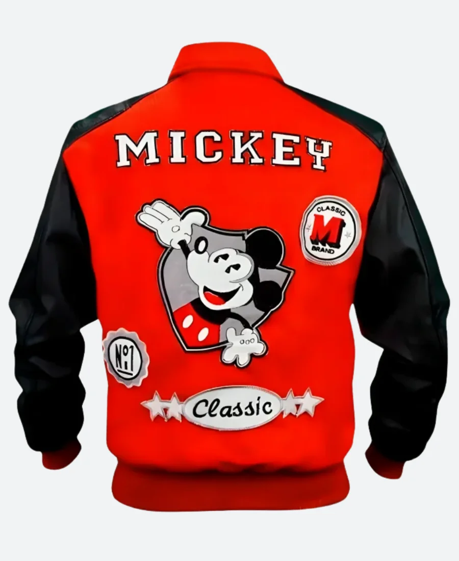 Michael Jackson X Mickey Mouse Varsity Jacket Back Image