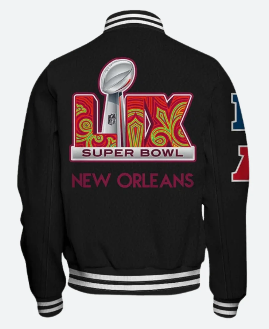 New Orleans Super Bowl LIX Varsity Jacket Back Image