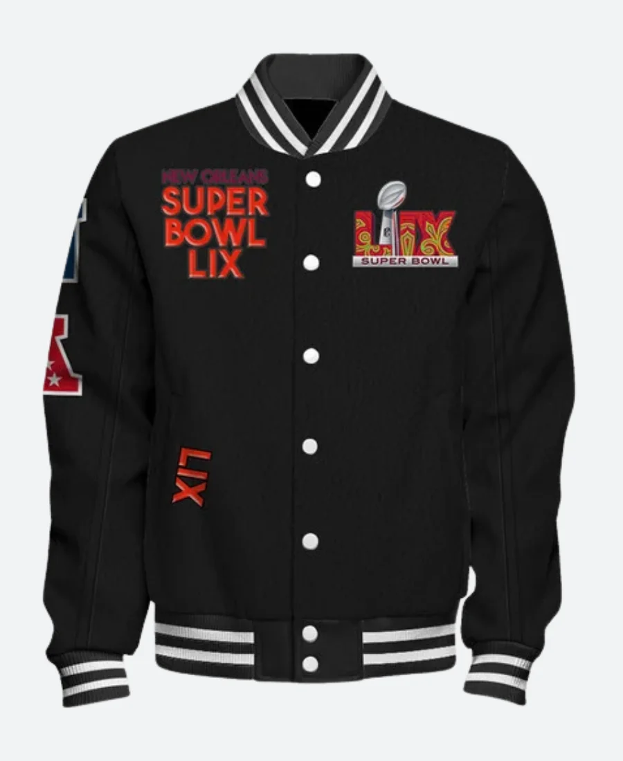 New Orleans Super Bowl LIX Varsity Jacket Front Image