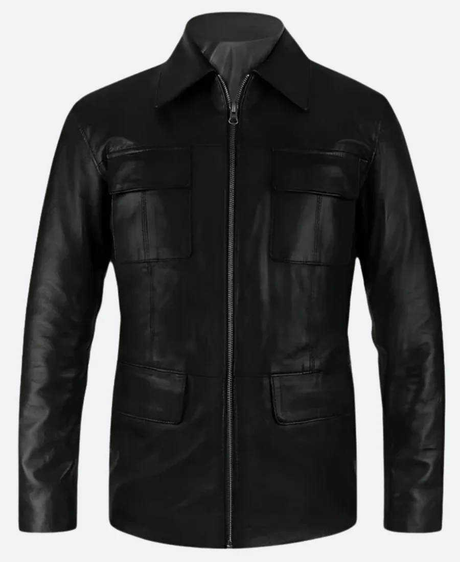 The Vampire Diaries Damon Salvatore Leather Jacket Front Image