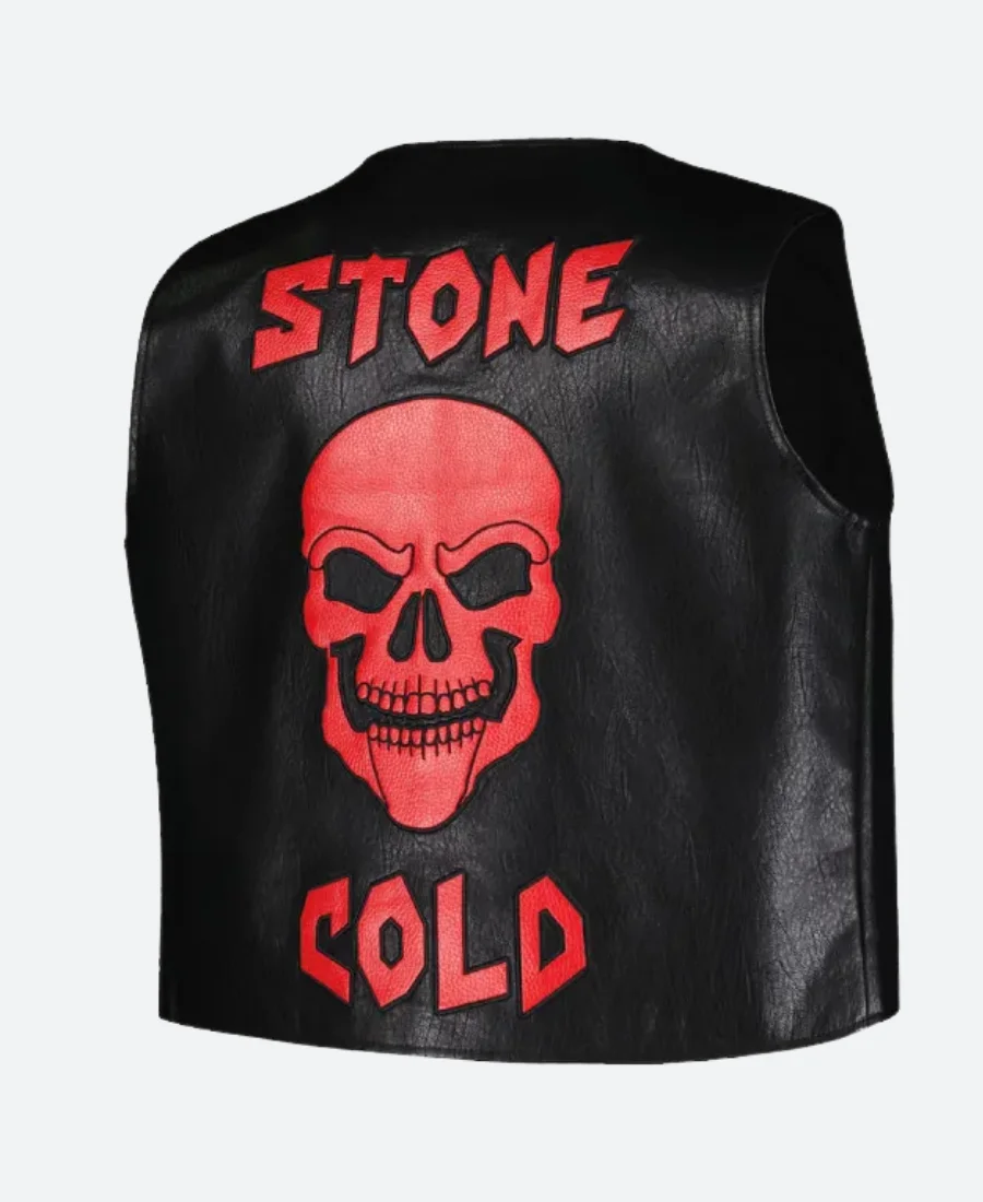 WWE Steve Austin DTA Stone Cold Leather Vest Back Image