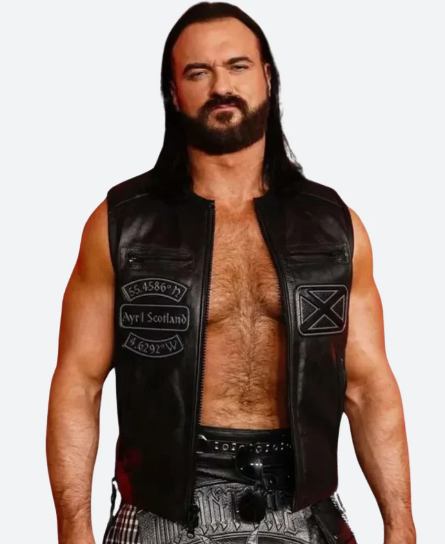 WWE Drew Mcintyre Leather Vest Front Image