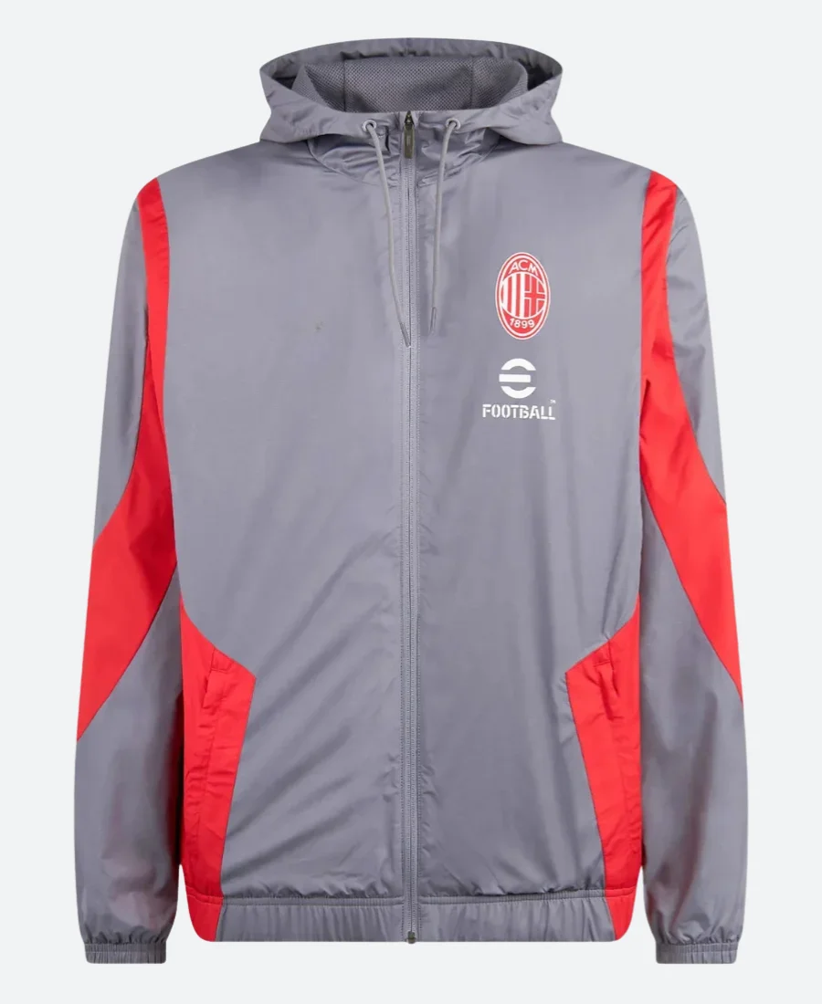 AC Milan Prematch Hooded Jacket Front IMage