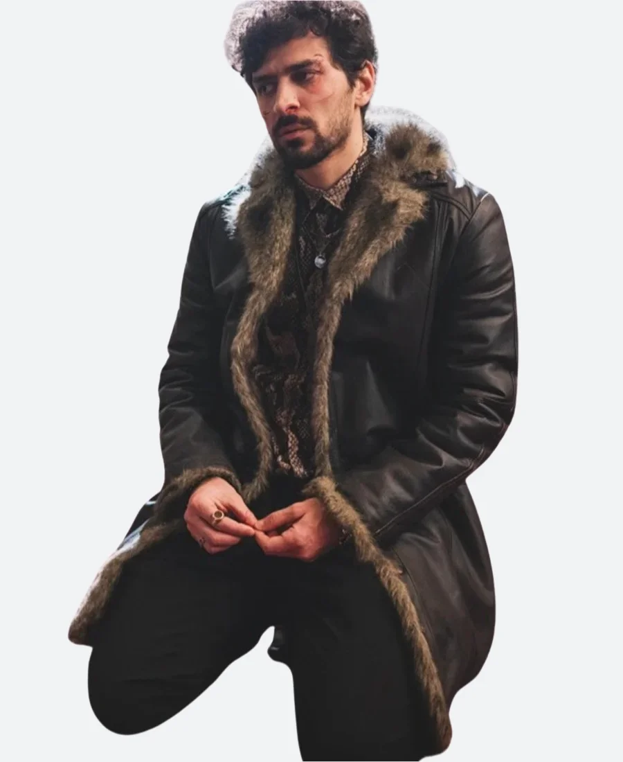 April X Akbari Leather Shearling Coat Image