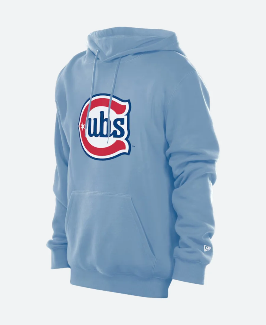 Chicago Cubs New Era Pullover Hoodie Sky Blue Front Image