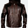 Detroit Become Human Gavin Reed Hooded Leather Jacket Front Image