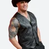 GQ Men Of The Year Dwayne Johnson Leather Vest Full Image