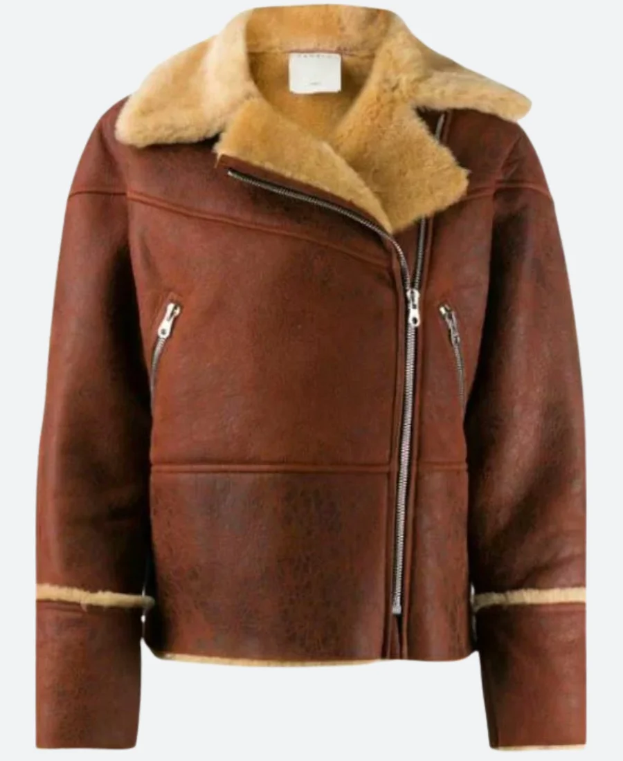 Gossip Girl Julien Calloway Shearling Leather Jacket Front Image