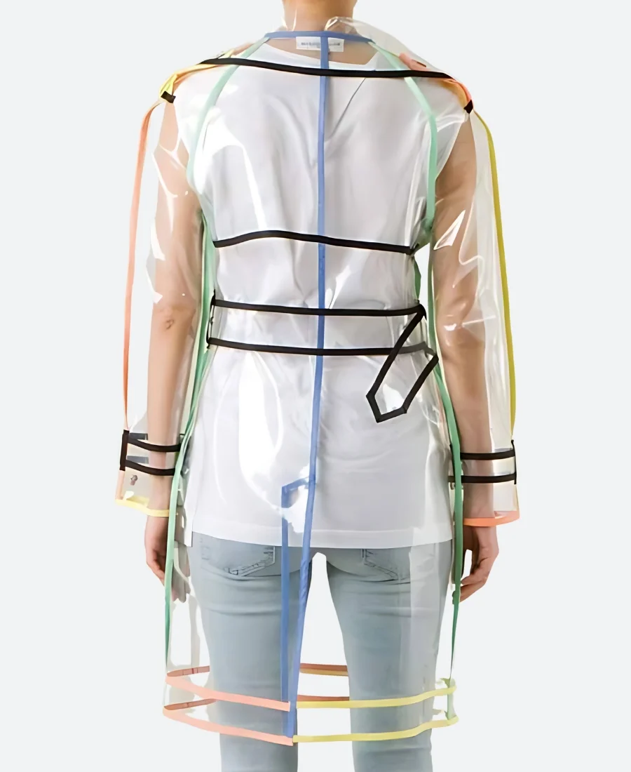Lily Collins Emily in Paris Emily Cooper Transparent PVC Coat Back