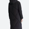 Meghan Markle Quilted Maxi Hooded Puffer Coat Black Back mage
