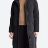 Meghan Markle Quilted Maxi Hooded Puffer Coat Front Black Image