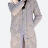 Meghan Markle Quilted Maxi Hooded Puffer Coat White Front Image