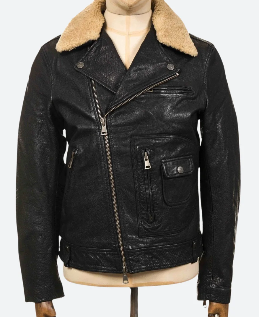 NY Times Dealbook Summit 2023 Elon Musk Shearling Leather Jacket Front Image