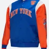 New York Knicks Blue Varsity Jacket Front Image