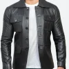 No Good Deed 2024 Mikey Leather Jacket Front IMage