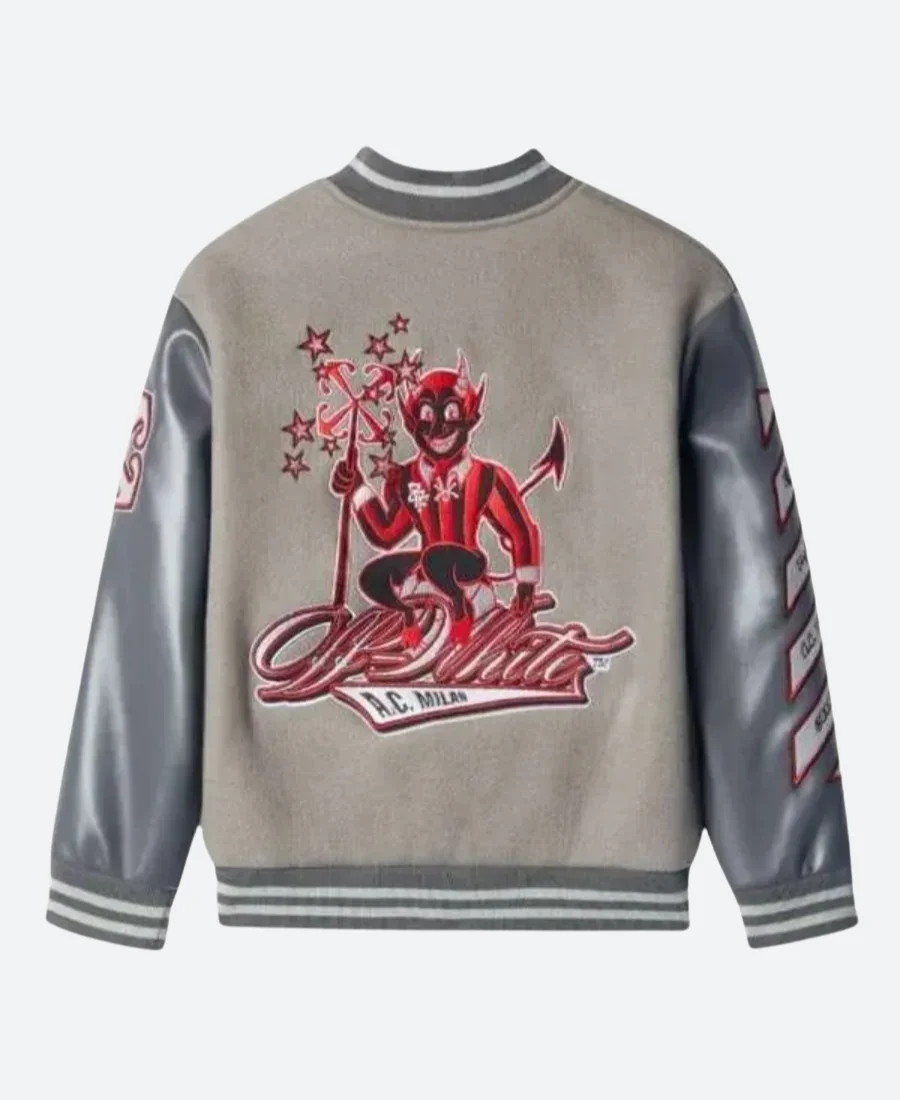 Off White Ac Milan Letterman Varsity Jacket Back Image