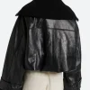 Paris Fashion Week 2024 Sienna Miller Leather Jacket Back Image