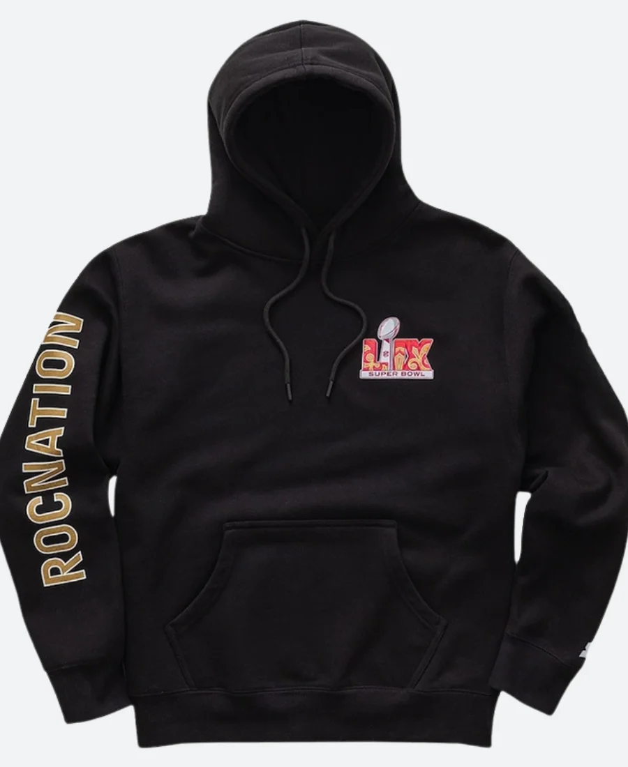 Roc Nation X Super Bowl LIX Letterman Hoodie Front Image