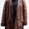 The Gold Nicki Jennings Leather Trench Coat Front Image