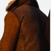 The Iron Claw Kevin Von Erich Shearling Leather Jacket Back Image