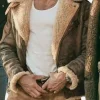 The Iron Claw Kevin Von Erich Shearling Leather Jacket Front mage