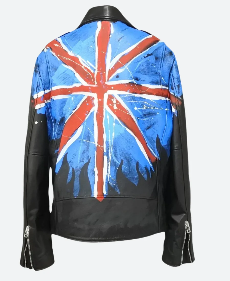 The Voice S27 Michael Buble Biker Leather Jacket Back Image