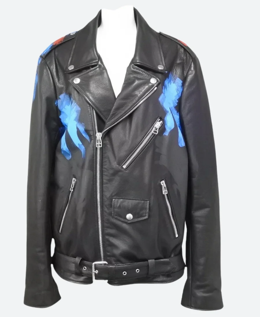 The Voice S27 Michael Buble Biker Leather Jacket Front Image