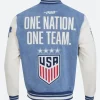 US Soccer 2025 Denim Varsity Jacket Back Image