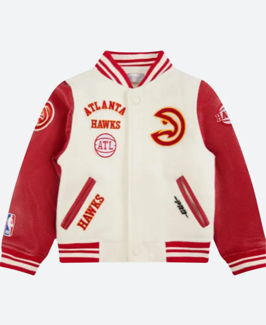Atlanta Hawks 2025 Red & White Varsity Jacket Front Image