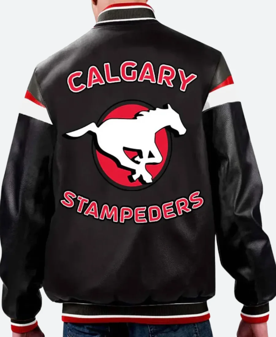 Calgary Stampeders Leather Jacket BAck Image