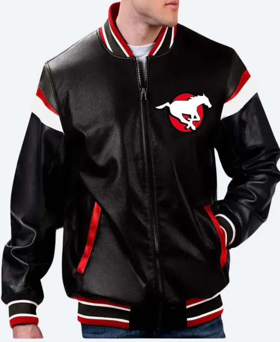 Calgary Stampeders Leather Jacket Front Image