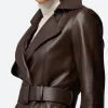 Canary Black Avery Graves Leather Coat Close Image