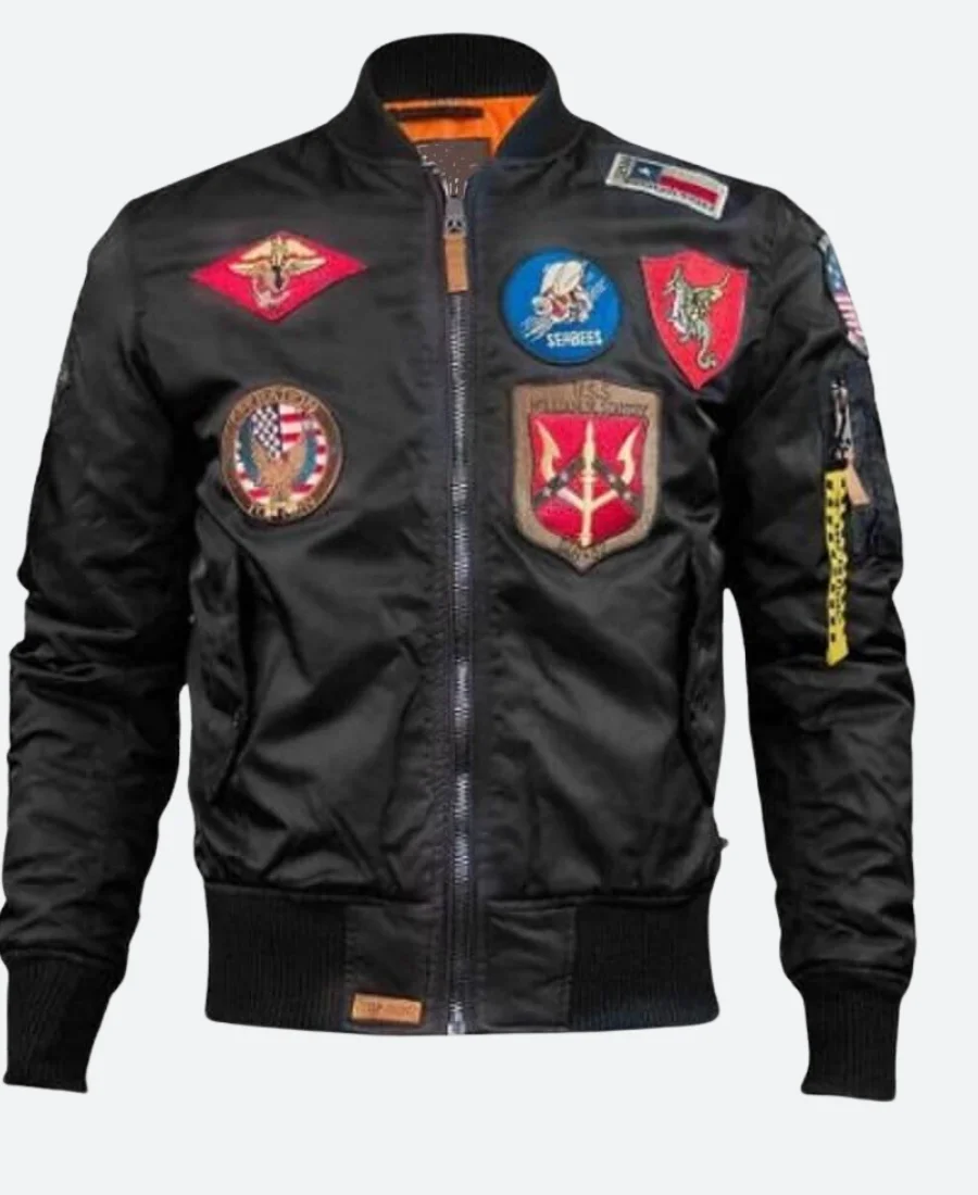 Men Top Gun MA-1 Bomber Jacket Black Image