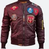 Men Top Gun MA-1 Bomber Jacket Burgundy Image