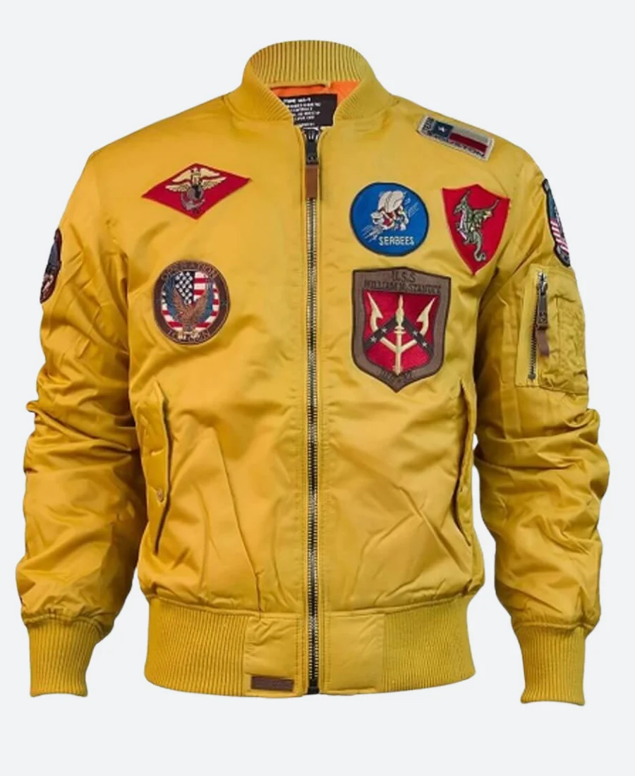 Men Top Gun MA-1 Bomber Jacket Yellow Image