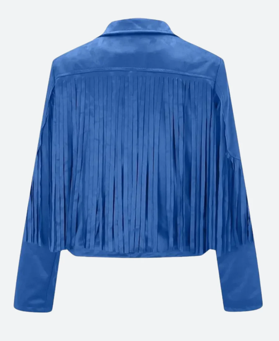 The Voice S27 Hailey Wright Fringe Leather Jacket Back Image