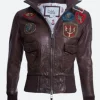 Women Top Gun Leather Jacket Dark Brown Image