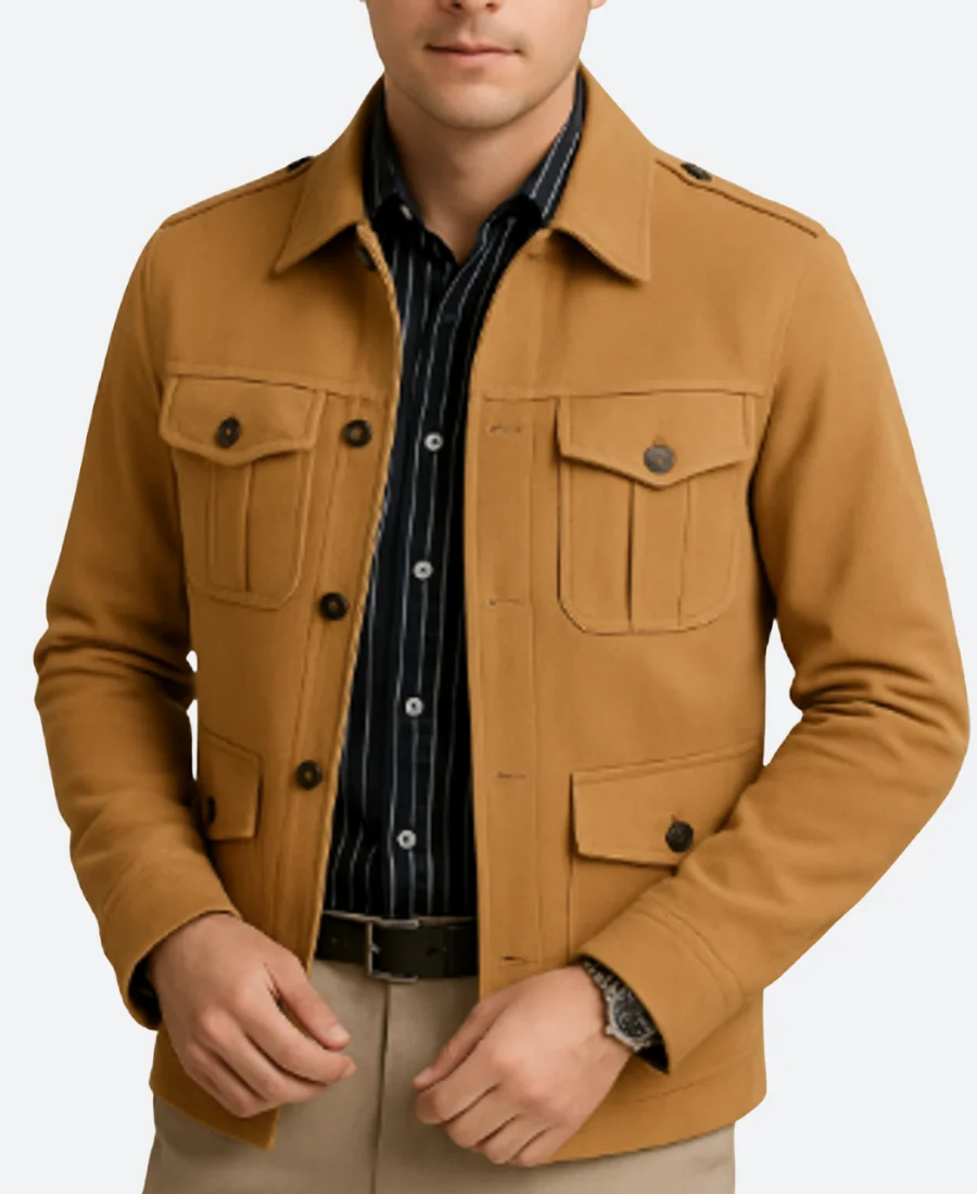 Another Simple Favor Sean Townsend Suede Leather Jacket Front Image
