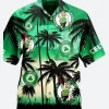 Boston Celtics Palm Tree Hawaiian T-Shirt Front Image