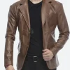 Brown Leather Blazer
