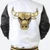 Chicago Bulls Black And White Varsity Jacket Back Image