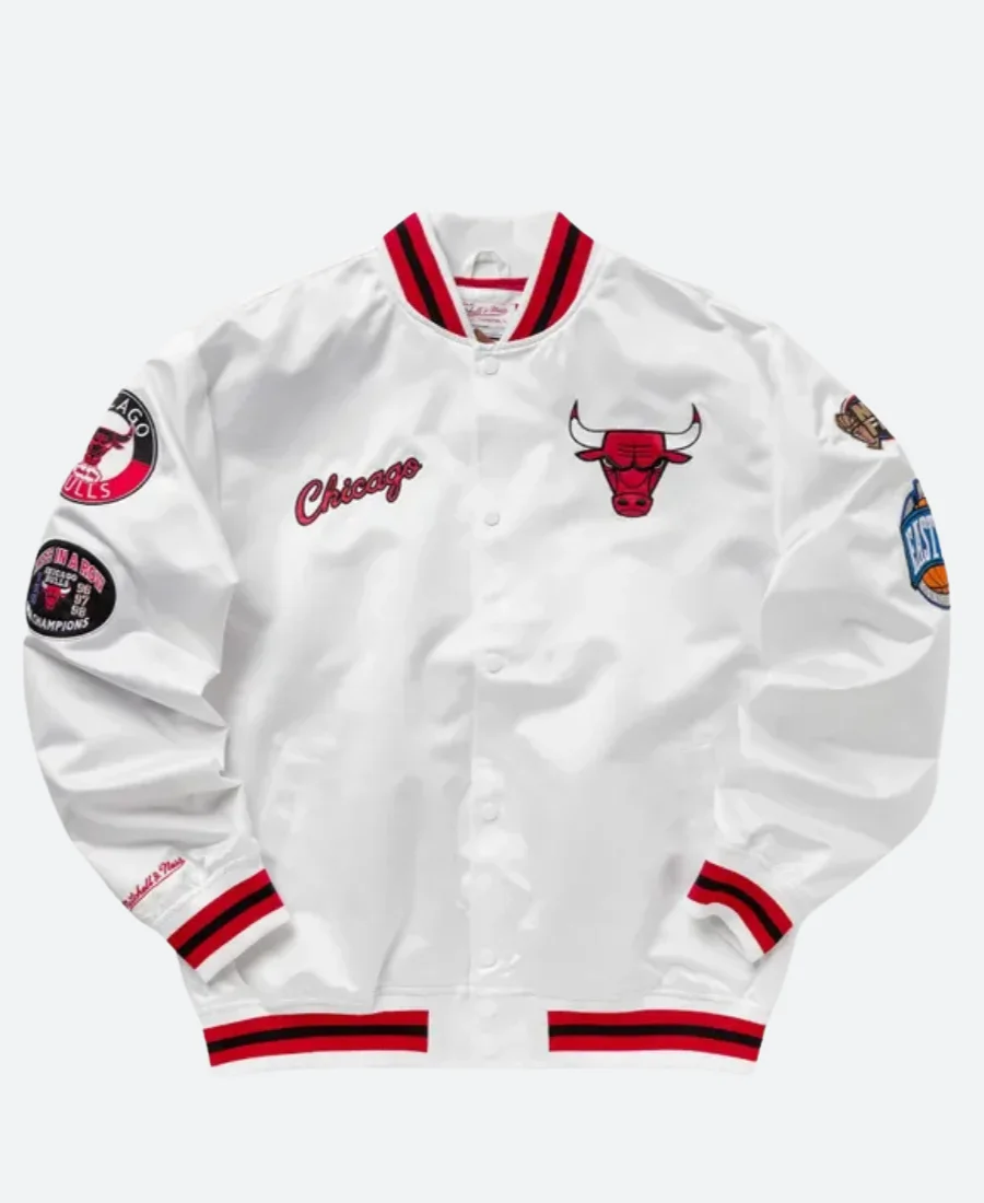 Chicago Bulls Black Varsity Jacket Front Image
