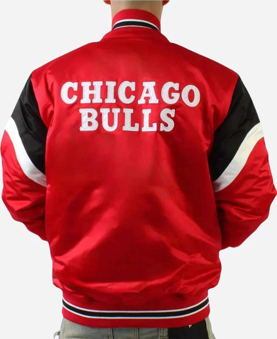 Chicago Bulls Eastern Scarlet Varsity Jacket Back Image