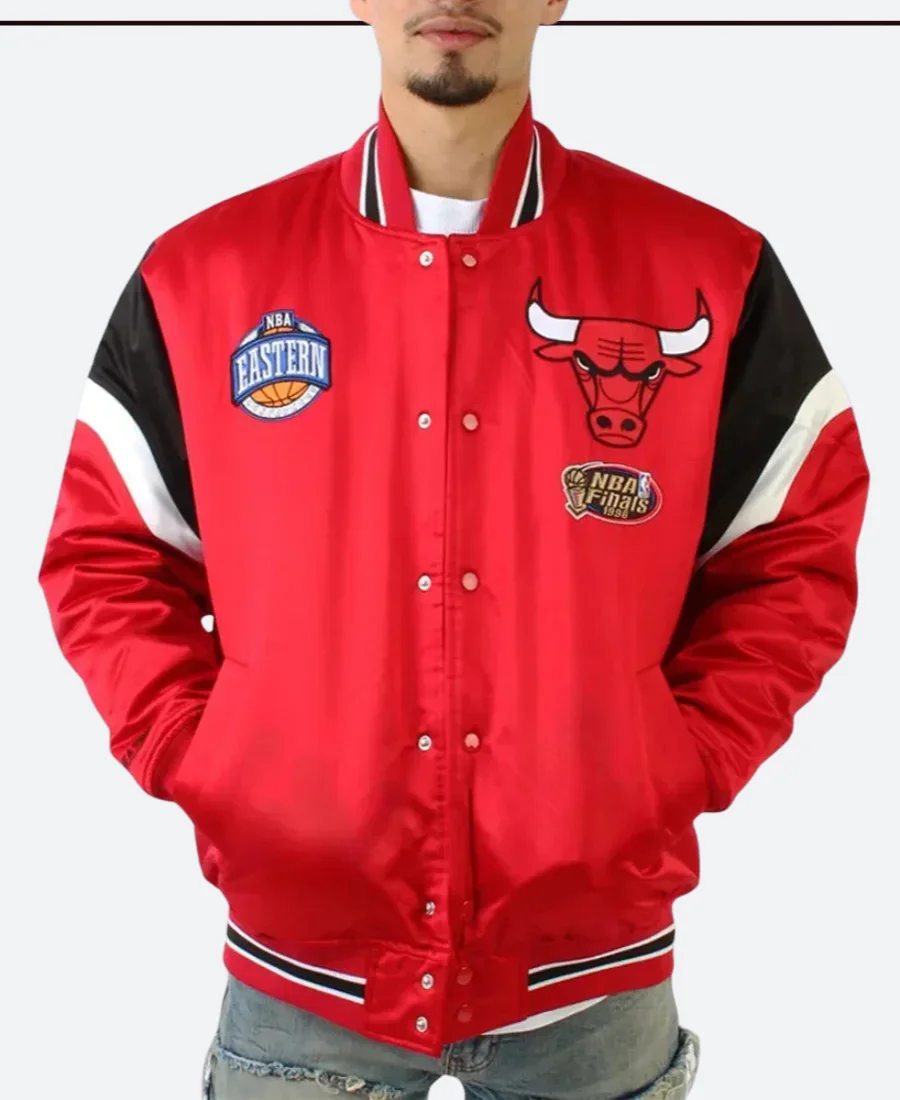 Chicago Bulls Eastern Scarlet Varsity Jacket Front Image