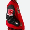 Chicago Bulls Plaid Varsity Jacket Close Up Image