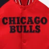 Chicago Bulls Red Letterman Varsity Jacket Front Image