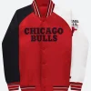 Chicago Bulls Red Letterman Varsity Jacket Front Image